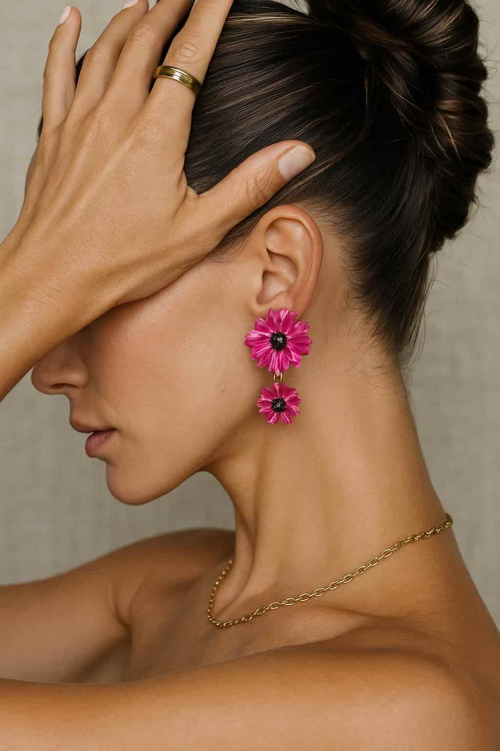 Elegant Pink Floral Earrings by Velaora Jewels